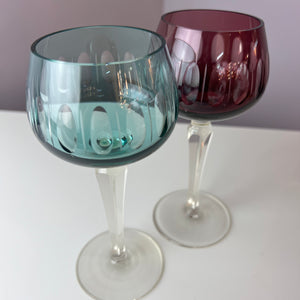 Set: 2x Römer Weinglas blau rot Kristallglas