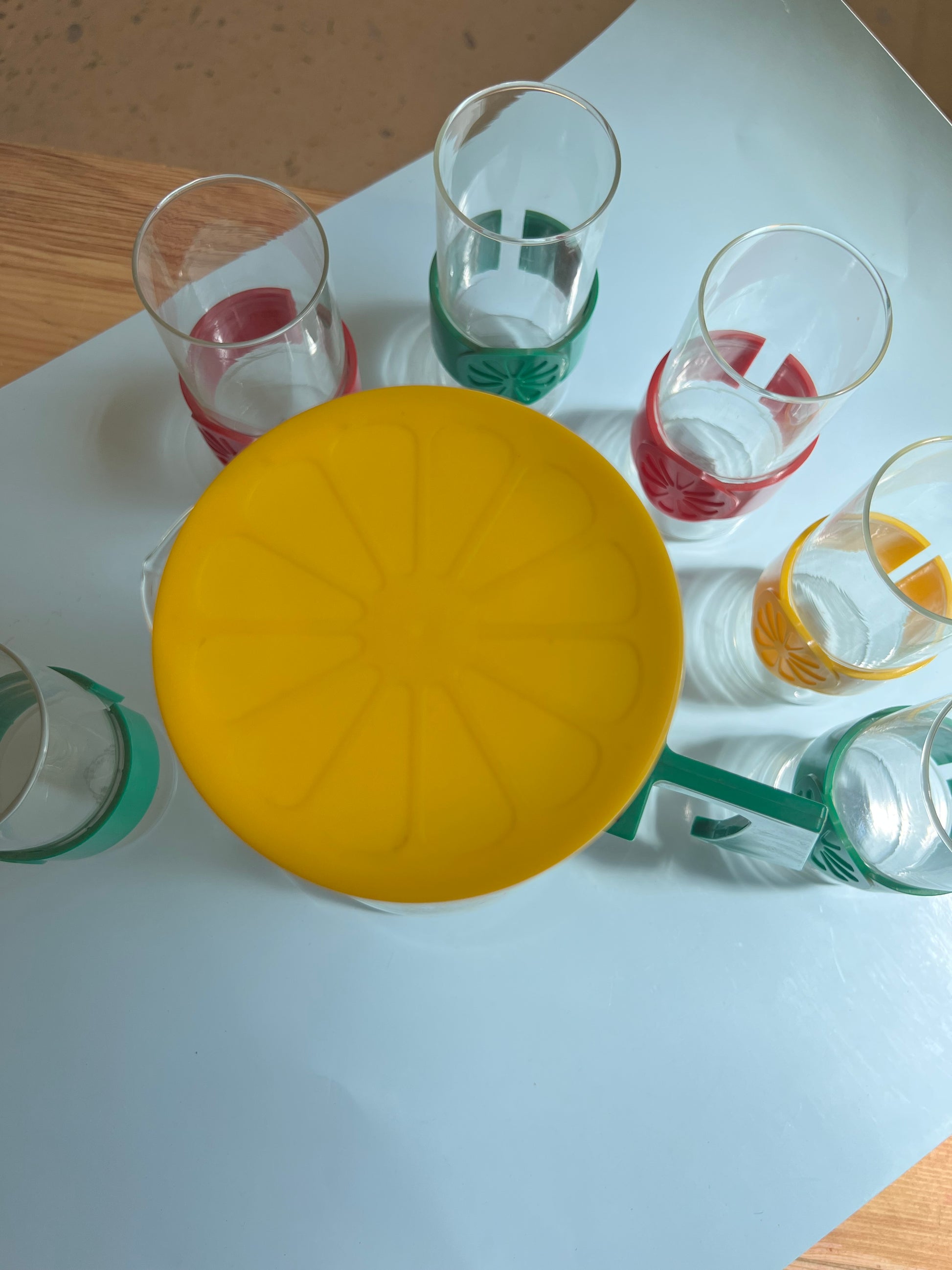Set: Karaffe und 6 Gläser von Schott Jena 70er
