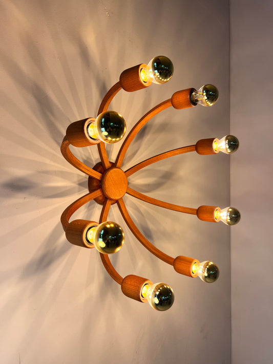 Achtarmige Wandlampe / Deckenlampe Teak von DOMUS