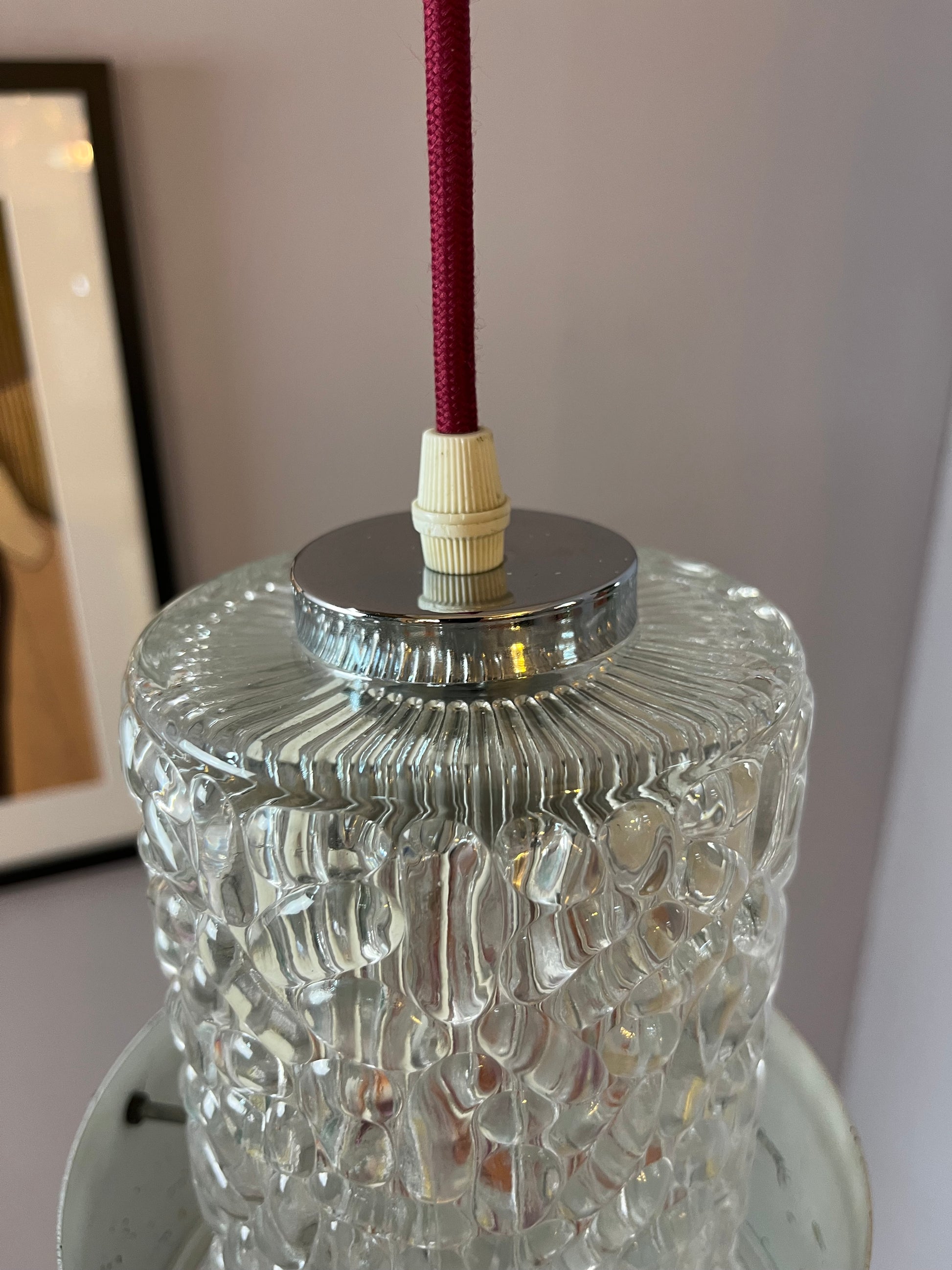 Hängelampe schwarz Eisglas von Carl Fagerlund für Orrefors