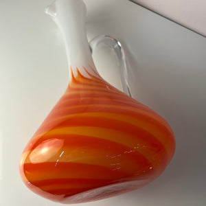 Henkelvase Opalglas mit Flammenmuster von Vetreria Artigiana Sanminiatello