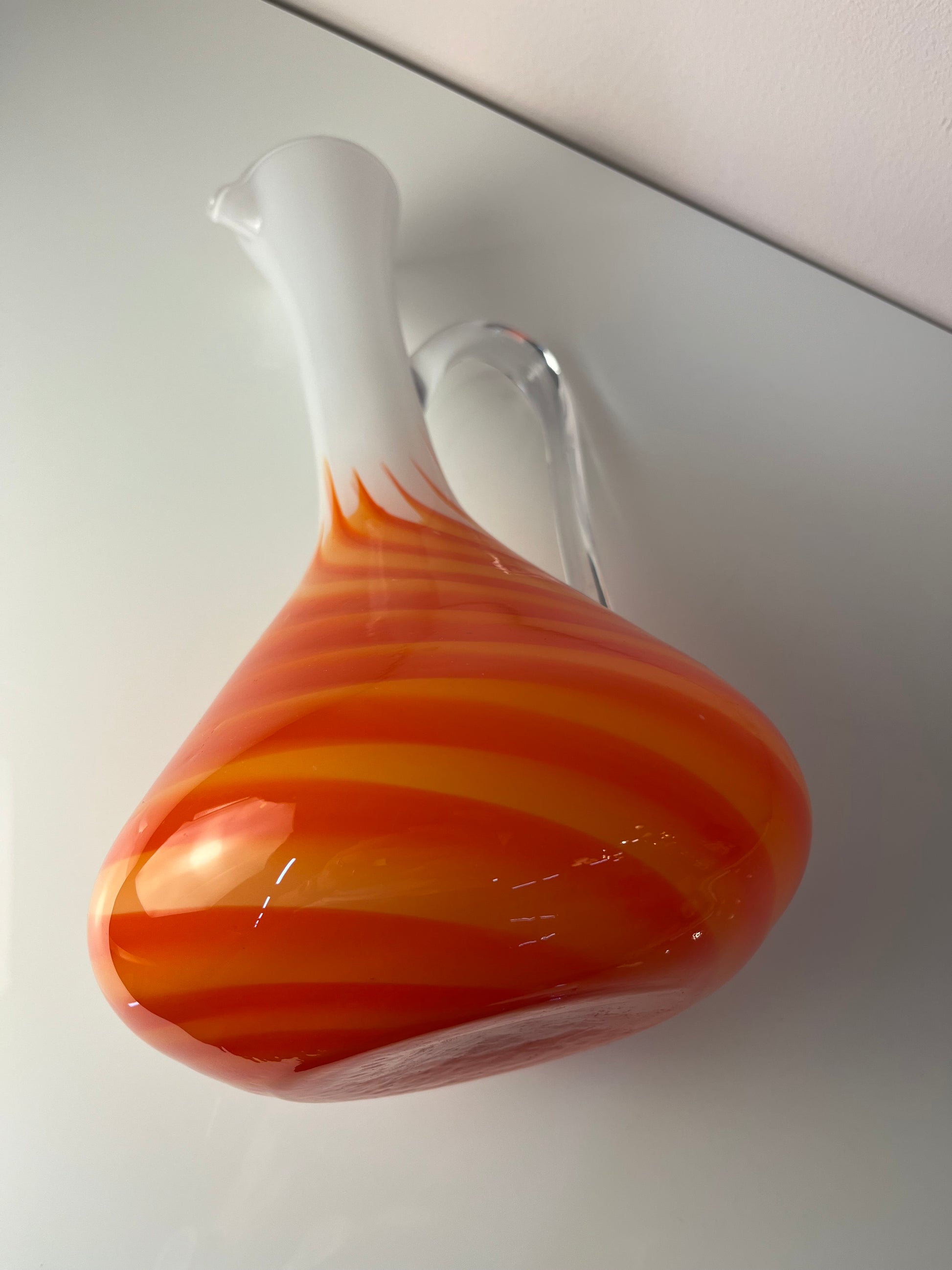 Henkelvase Opalglas mit Flammenmuster von Vetreria Artigiana Sanminiatello