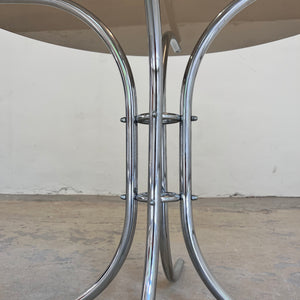 Runder Esstisch Rauchglas & Chrom