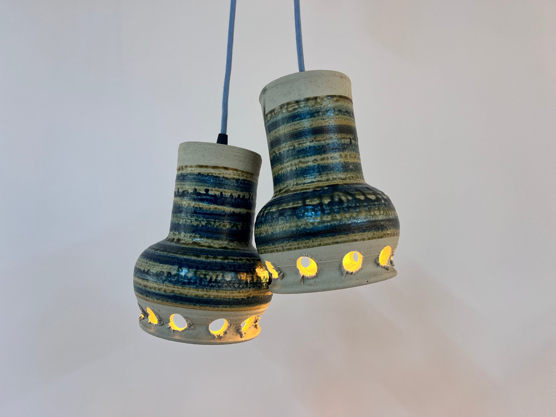 Hängelampe blau beige Keramik von Per Engstrøm