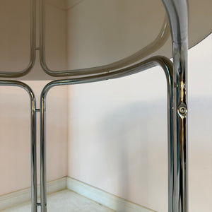Esstisch Chrom und Rauchglas rund
