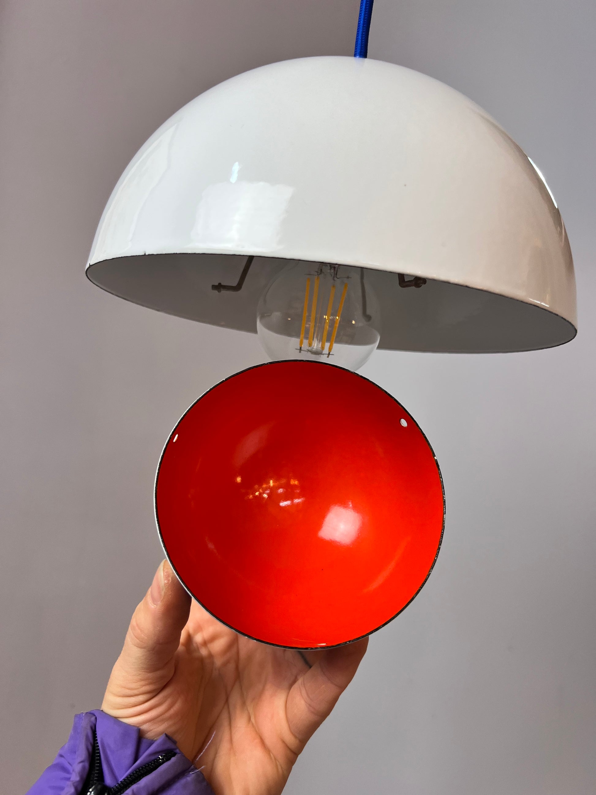 Hängelampe Flowerpot weiß Emaille von Verner Panton für Louis Poulsen