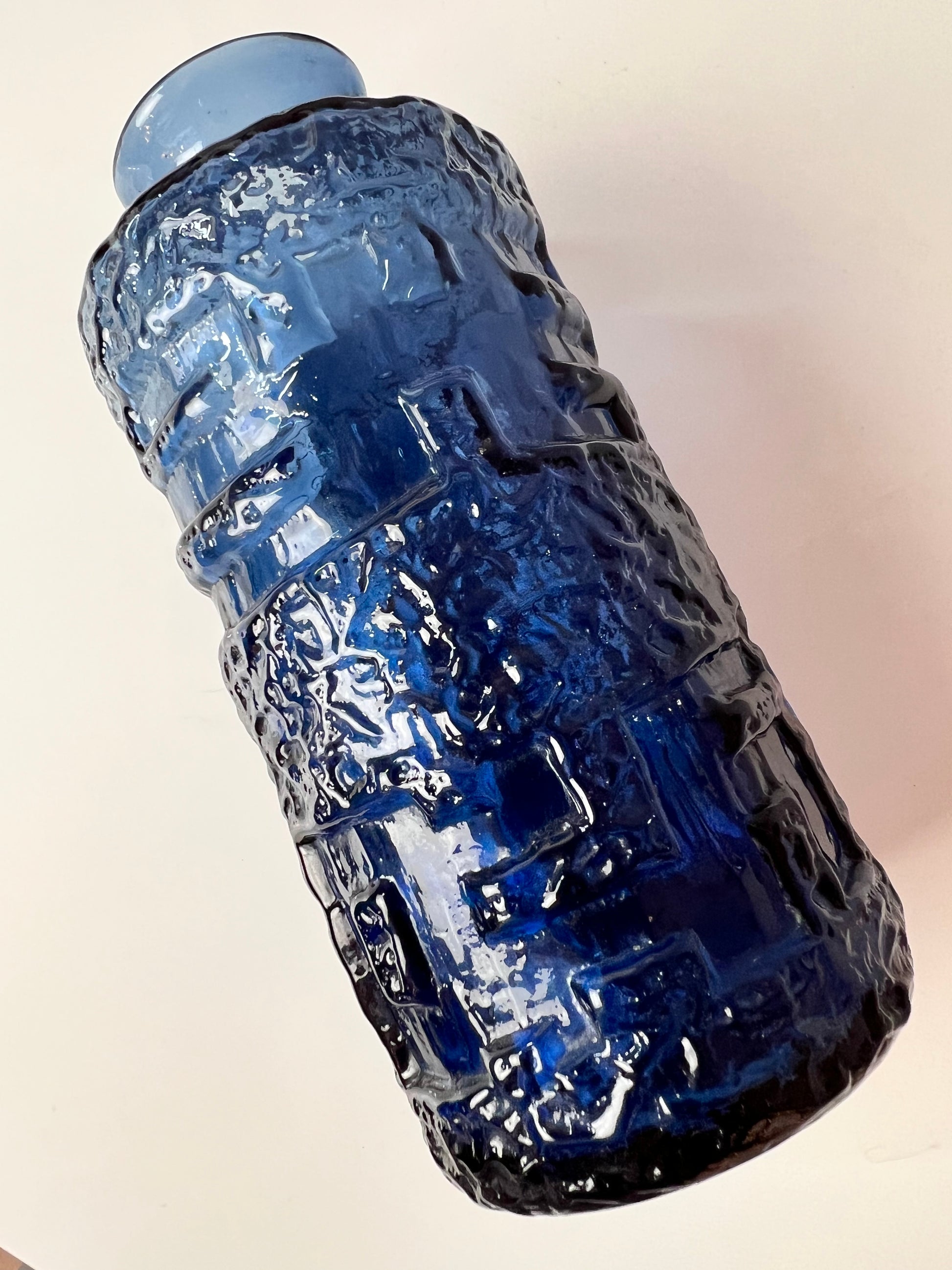 Vase blau Glas von Göte Augutsson für Ruda Glasbruk