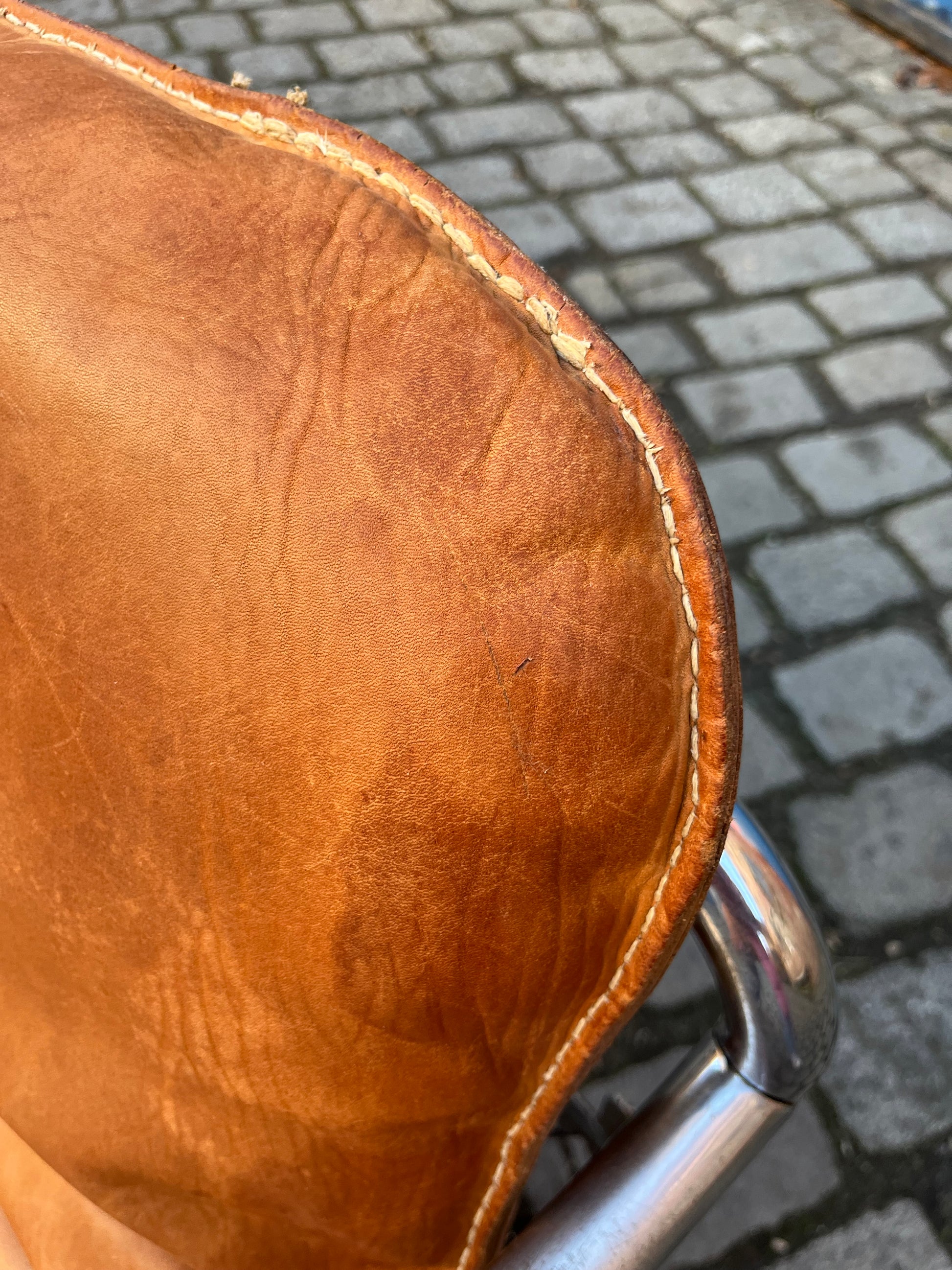 Kufensofa / Tagesbett Echtleder Chrom von Hynek Gottwald