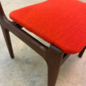 Polsterstuhl Teak orange neu gepolstert von Erik Buch