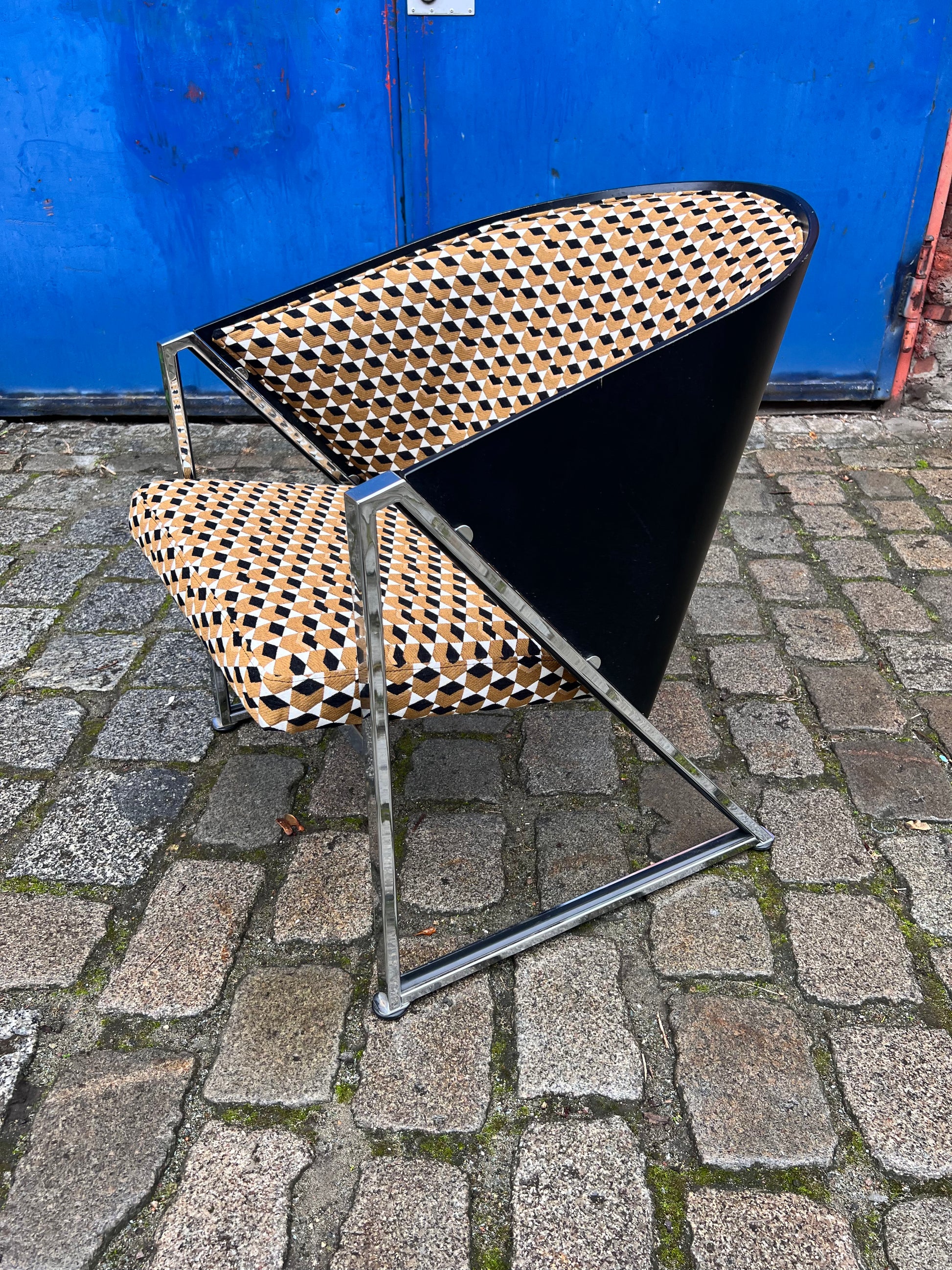 Sessel Mondi braun schwarz Chrom von Jouko Järvisalo für Inno Interior Oy - neu gepolstert