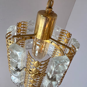 Hängelampe Glas Messing von Carl Fagerlund für Orrefors