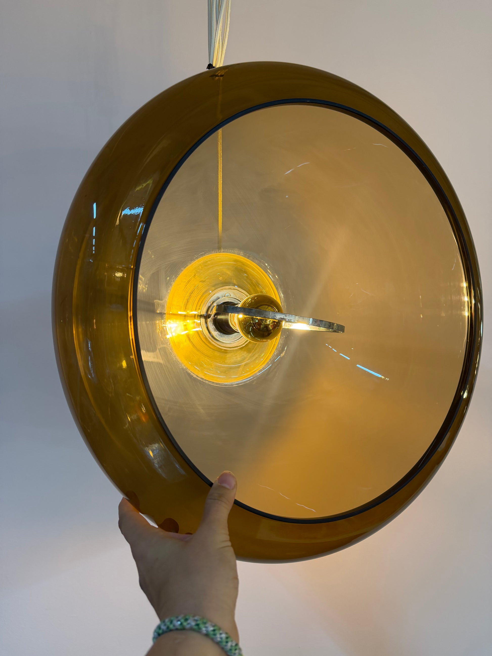 Hängelampe braun transparent Kunststoff