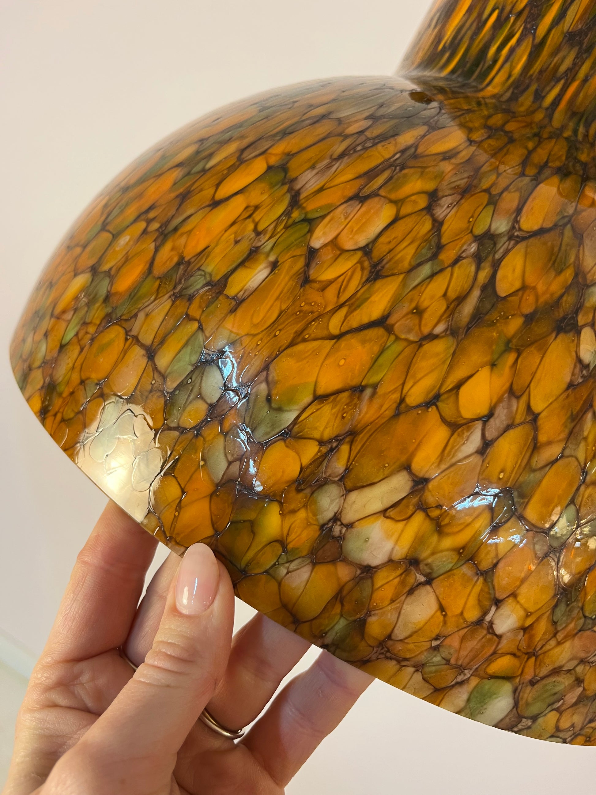 Hängelampe orange Millefioriglas von Peill & Putzler