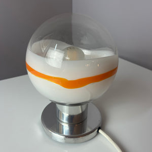 Tischlampe weiß orange Glas Chrom von Doria