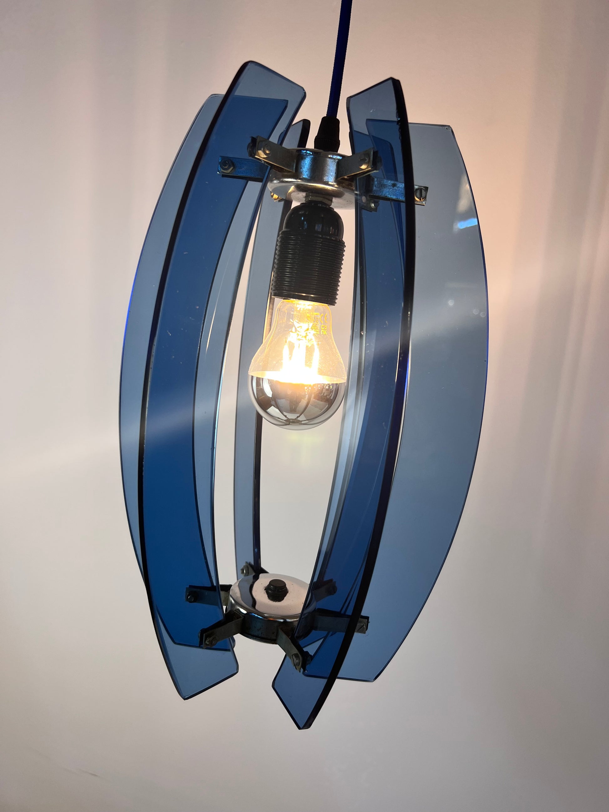 Hängelampe blau Glas von Veca aus Italien