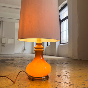 hohe Tischlampe Glas & Seide