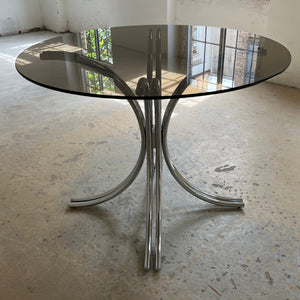Runder Esstisch Rauchglas Chrom