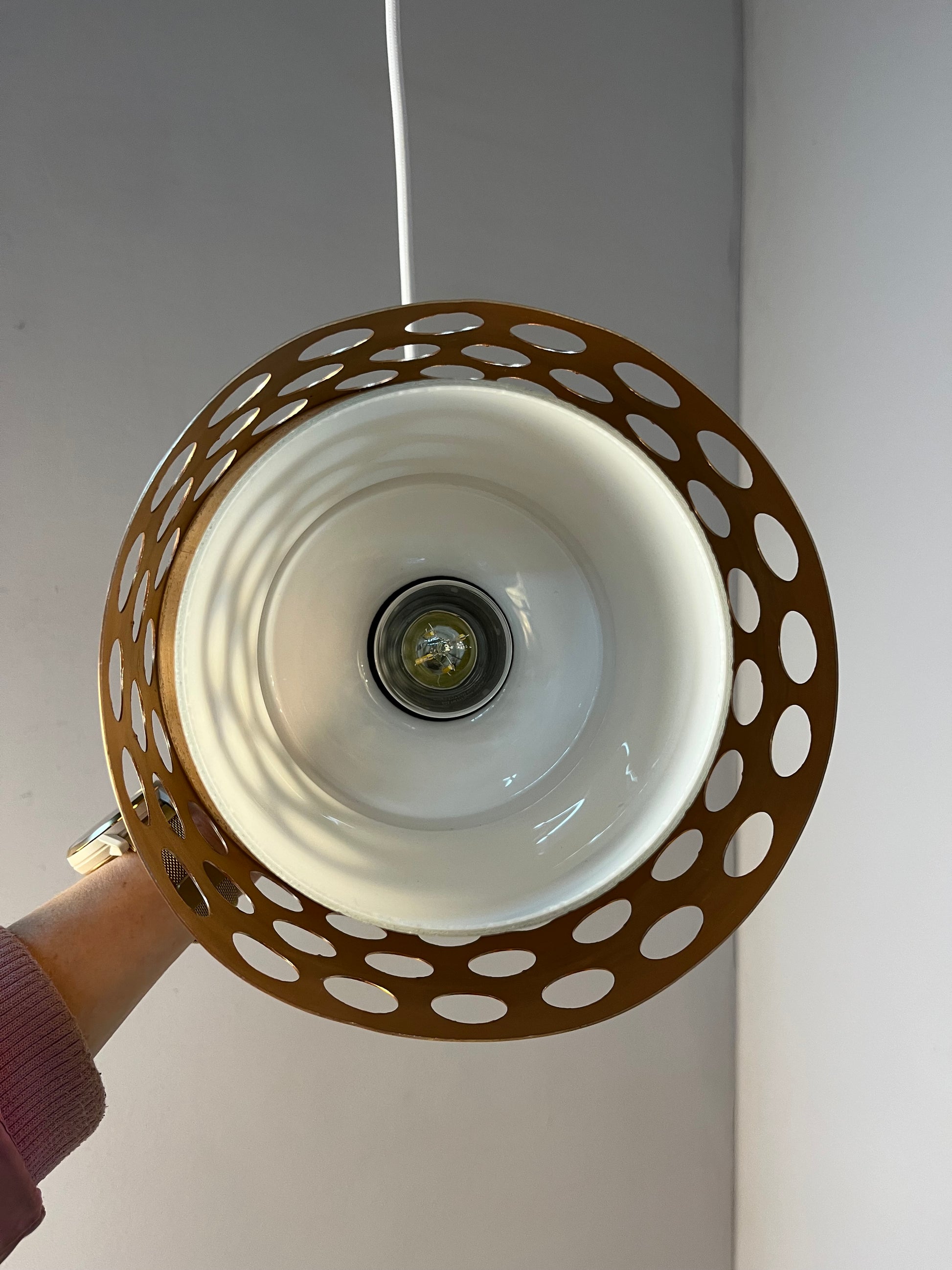 Hängelampe Kupfer Glas aus Schweden