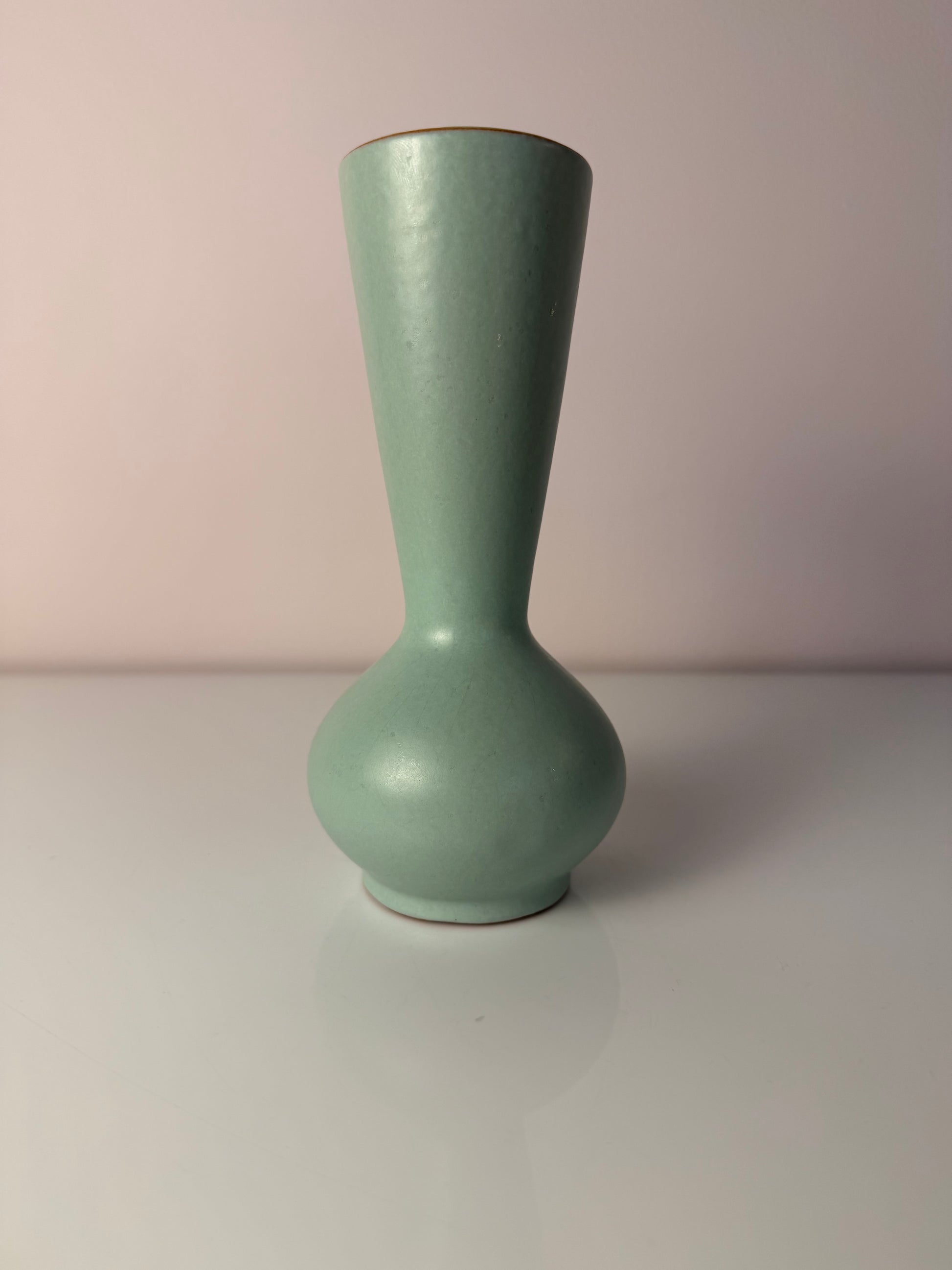 Set: Vase und Karaffe mintgrün weiß Keramik aus Westdeutschland