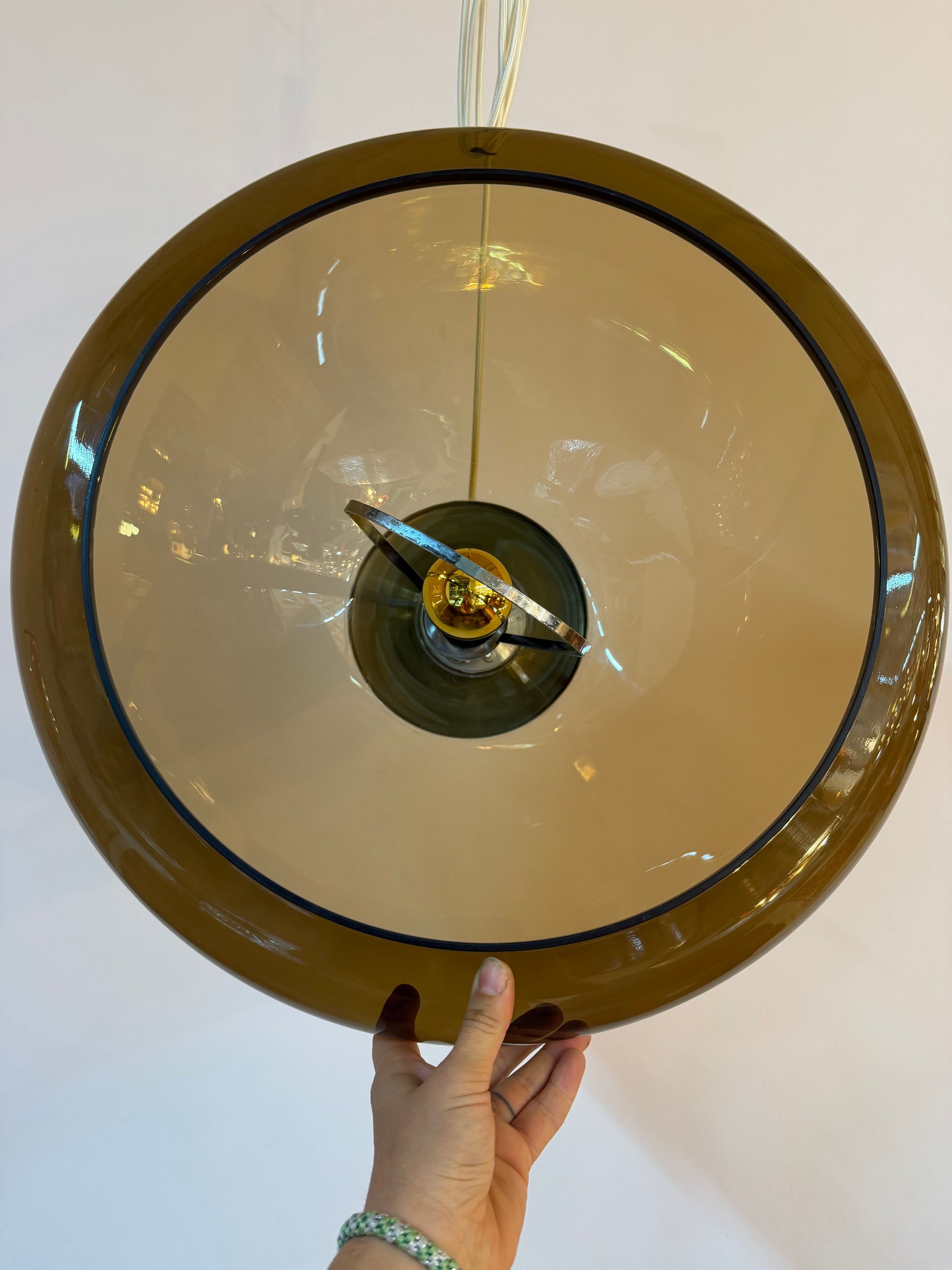 Hängelampe braun transparent Kunststoff