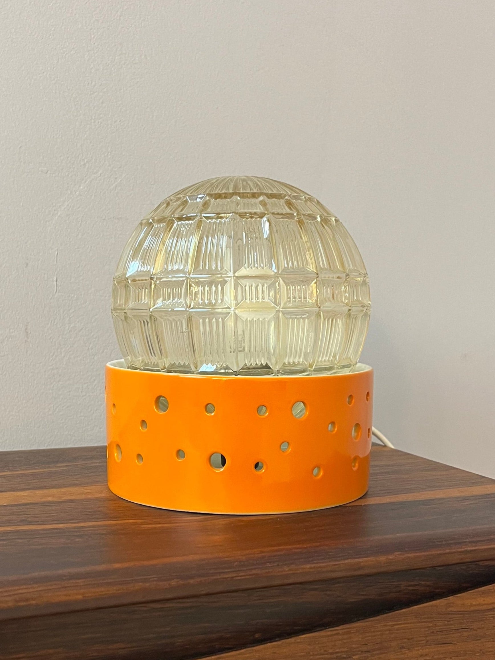 Tischlampe orange weiß von Gerold Porzellan Bavaria