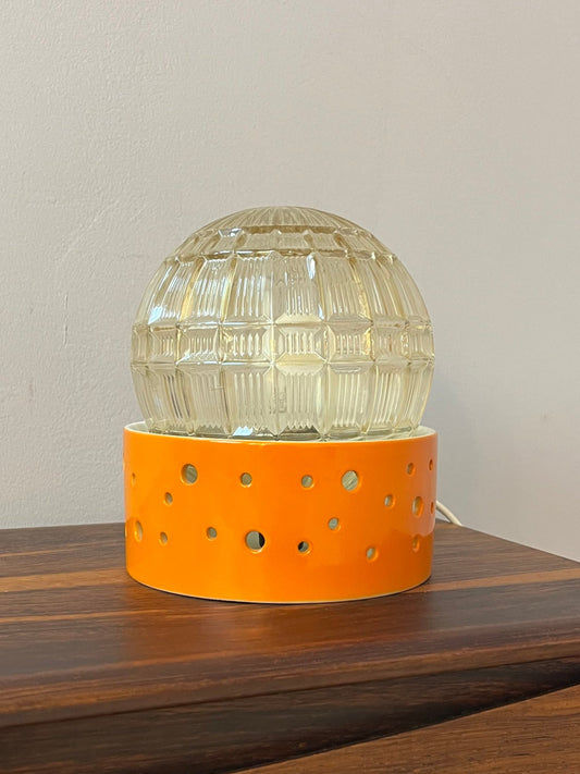 Tischlampe orange weiß von Gerold Porzellan Bavaria