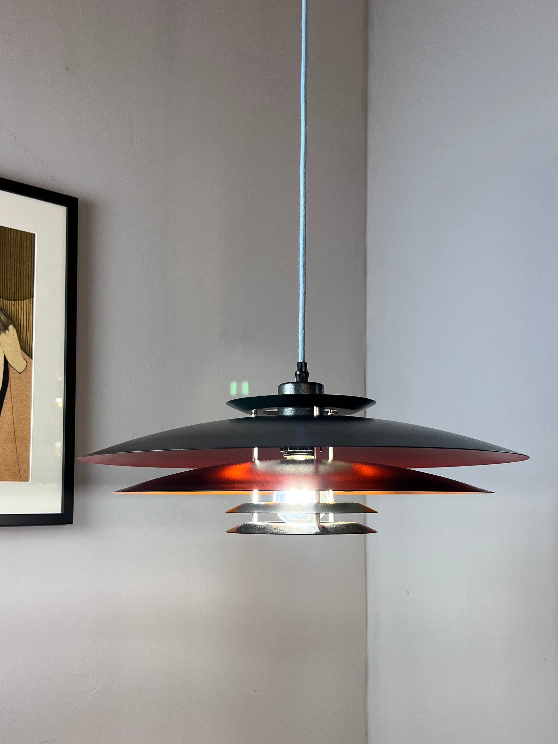 Lamellenlampe neu lackiert orange schwarz