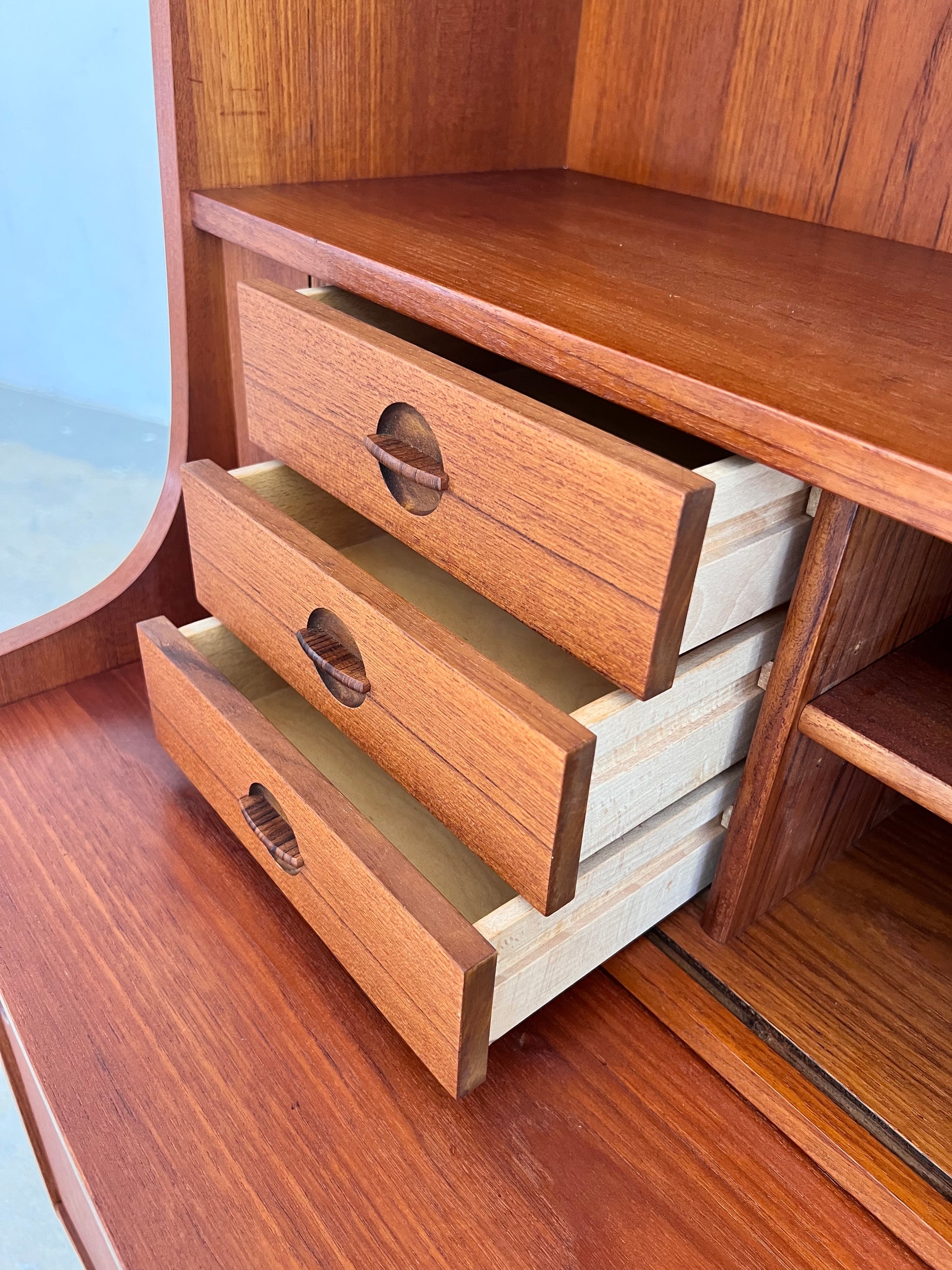Bücherregal Teak mit Sekretär & Ausziehplatte von Johannes Sorth für Nexø