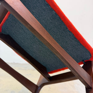 Polsterstuhl Teak orange neu gepolstert von Erik Buch