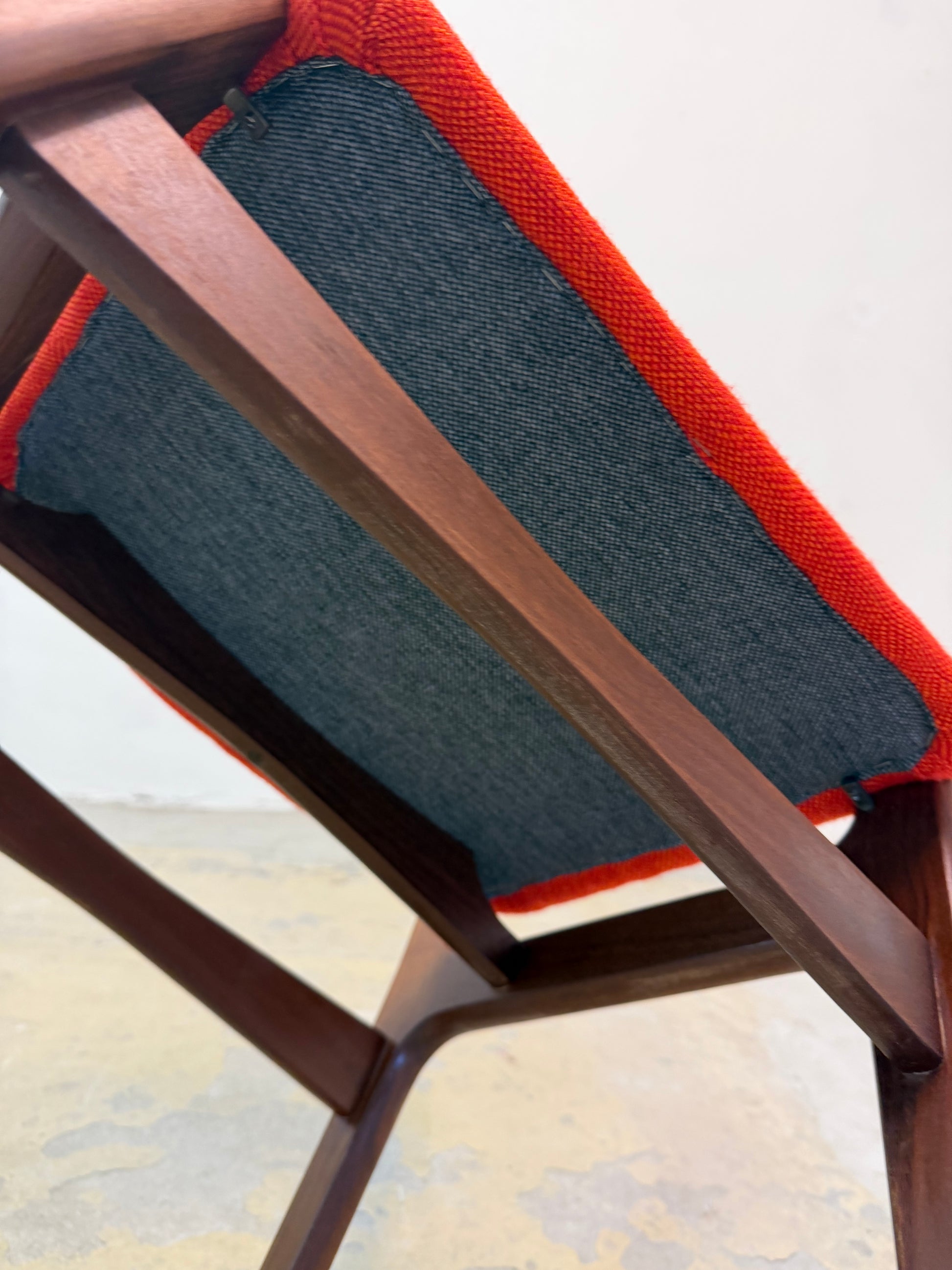 Polsterstuhl Teak orange neu gepolstert von Erik Buch