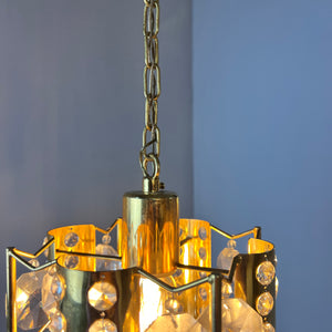 Hängelampe Messing Kristalle von Palwa