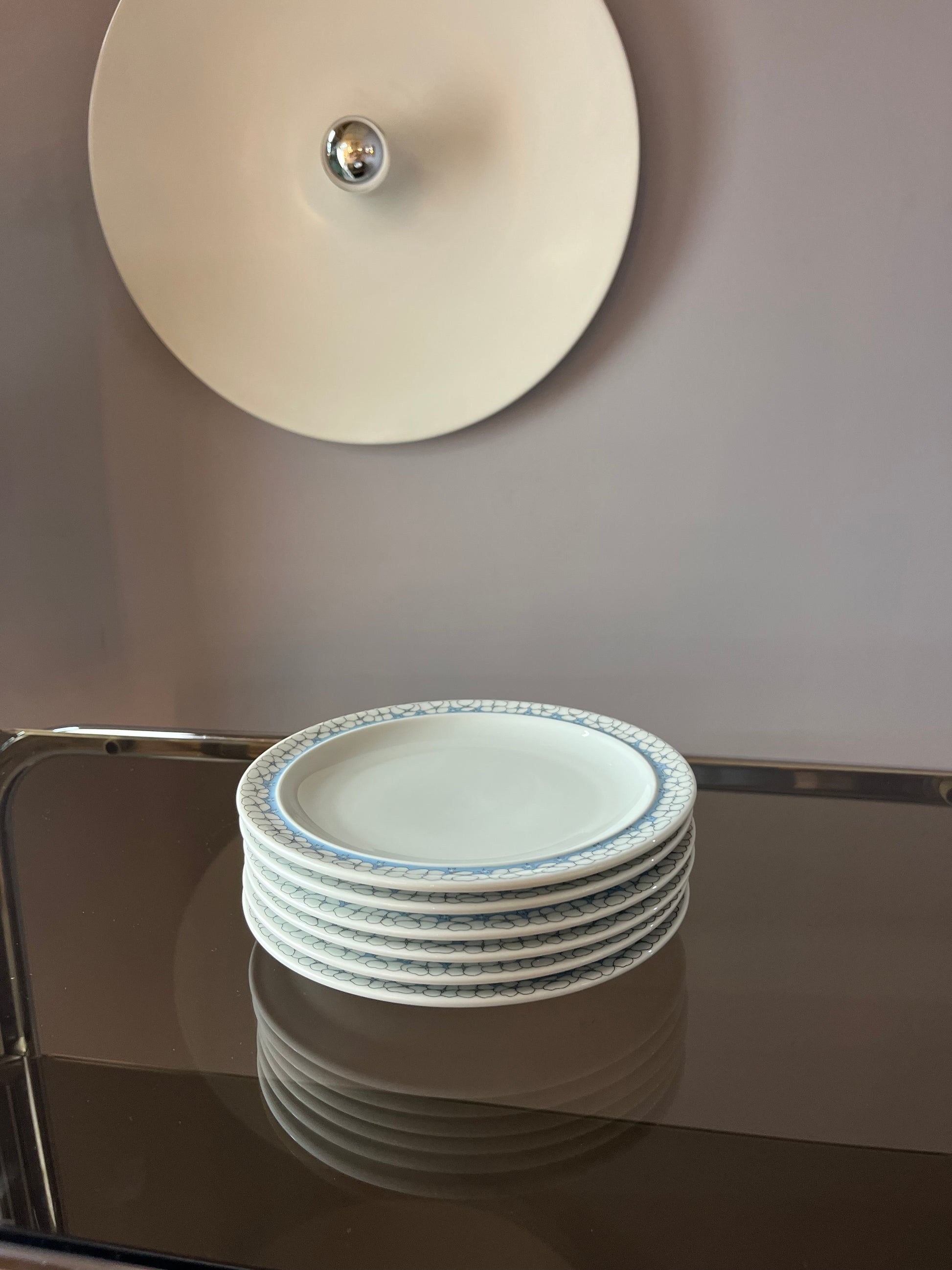 Set: 6x Kuchenteller Kiruna Garden weiß blau von Thomas