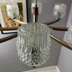 Kronleuchter Teak Metall Bubbleglas