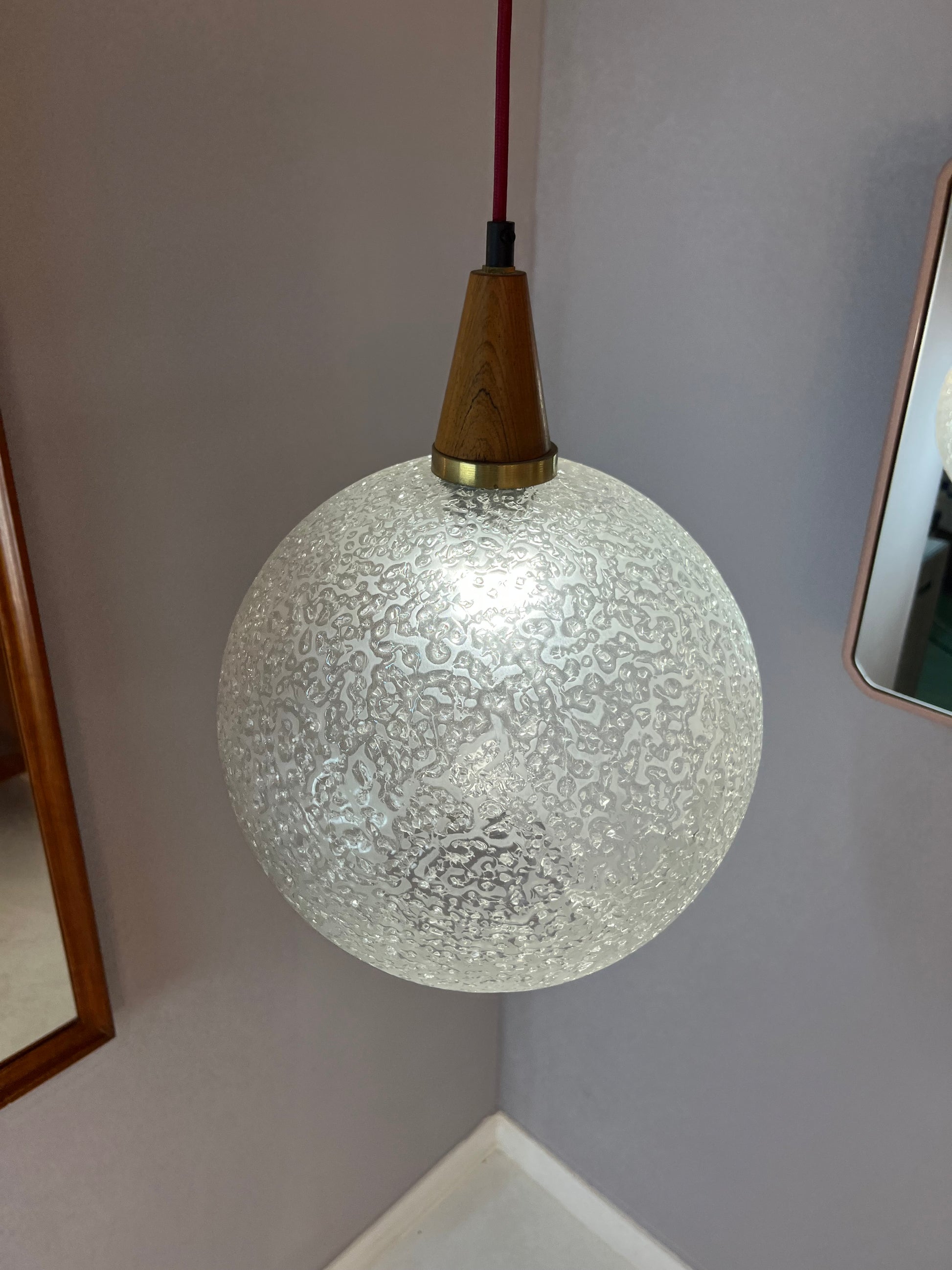Kugellampe Glas Teak von Doria