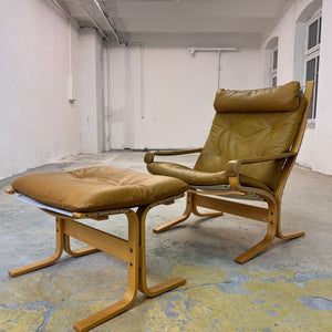 Set: Sessel Siesta mit Hocker Echtleder von Ingmar Relling für Westnofa