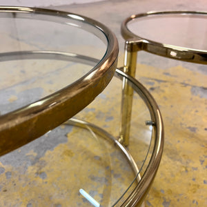 Runder Couchtisch Messing Glas mit drehbaren Tischplatten