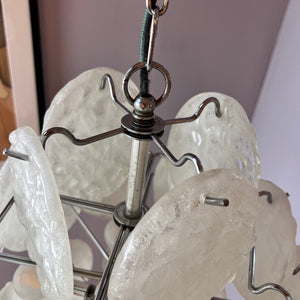 Kronleuchter weiß silber mit Arylglasplatten