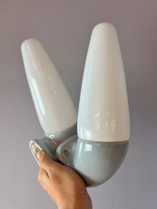 Set: 2x Wandlampe Modell 6035 hellgrau von Sigvard Bernadotte für Ifö