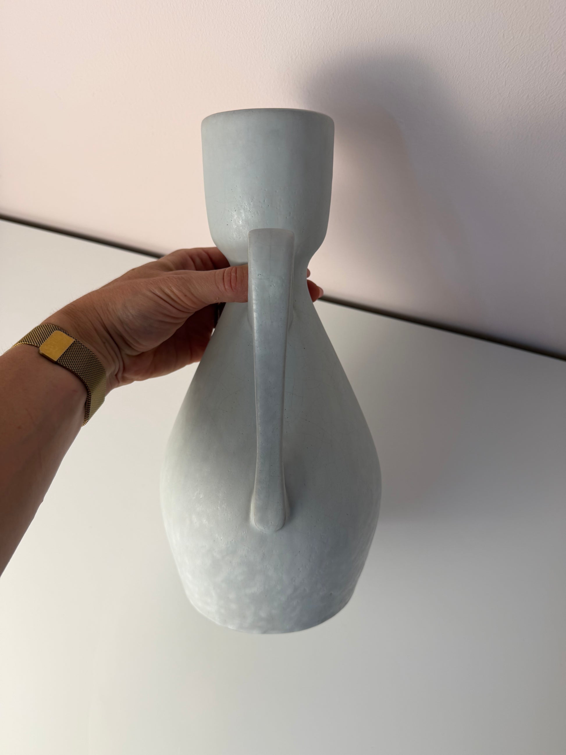 Set: Vase und Karaffe mintgrün weiß Keramik aus Westdeutschland