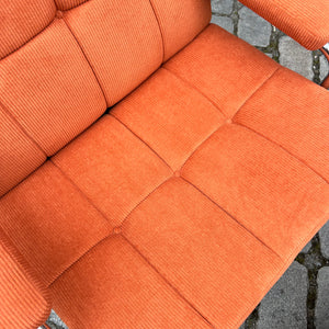 Sessel orange Cord Chrom mit Ottomane von pol international