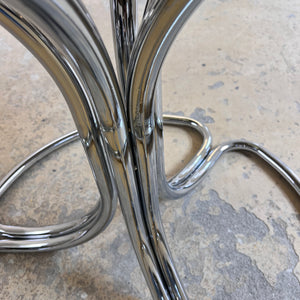 Runder Esstisch Rauchglas & Chrom von Gastone Rinaldi für Rima