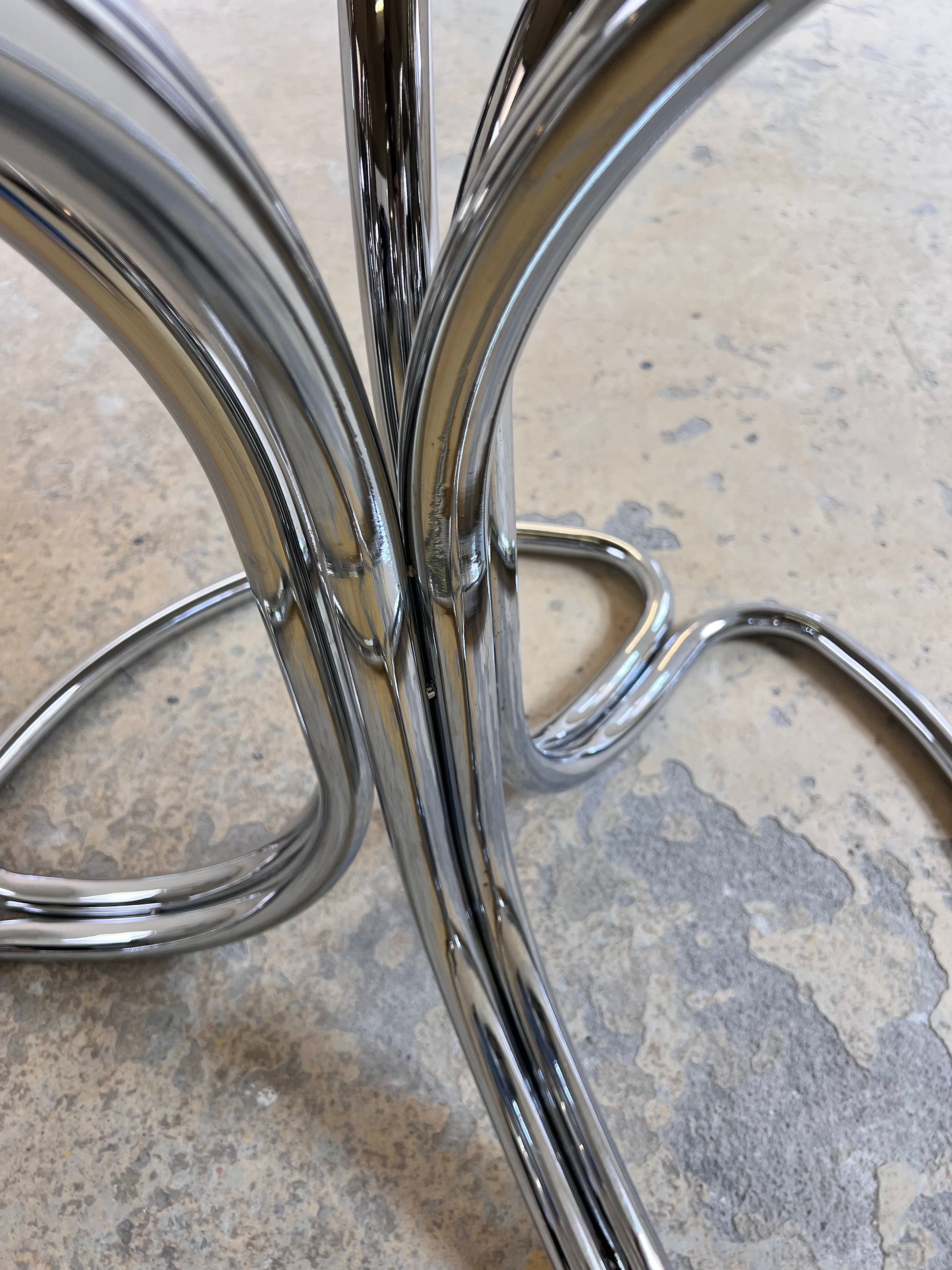 Runder Esstisch Rauchglas & Chrom von Gastone Rinaldi für Rima