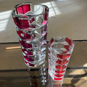 Set: 2 Vasen weinrot Glas von J.G. Durand für Luminarc