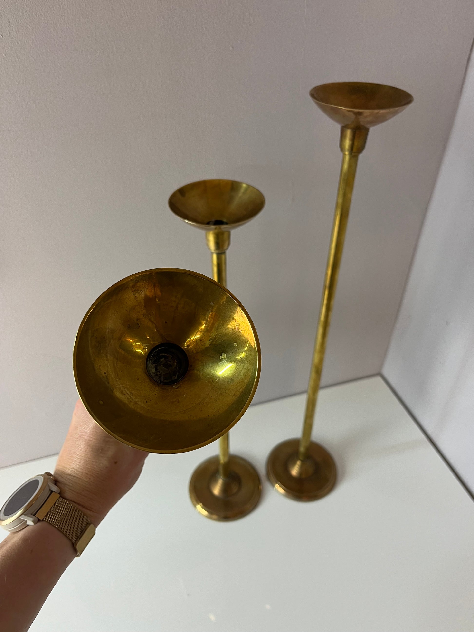 Set: Trio hohe Kerzenständer Messing