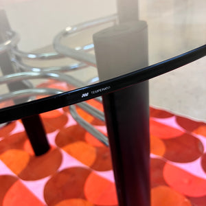 Runder Esstisch Glas & Chrom aus Italien