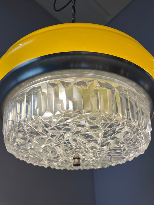 Hängelampe gelb Glas Metall