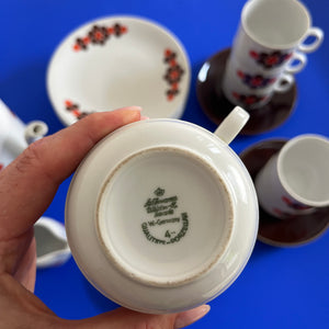 Kaffeeservice weiß braun rot von Seltmann Weiden