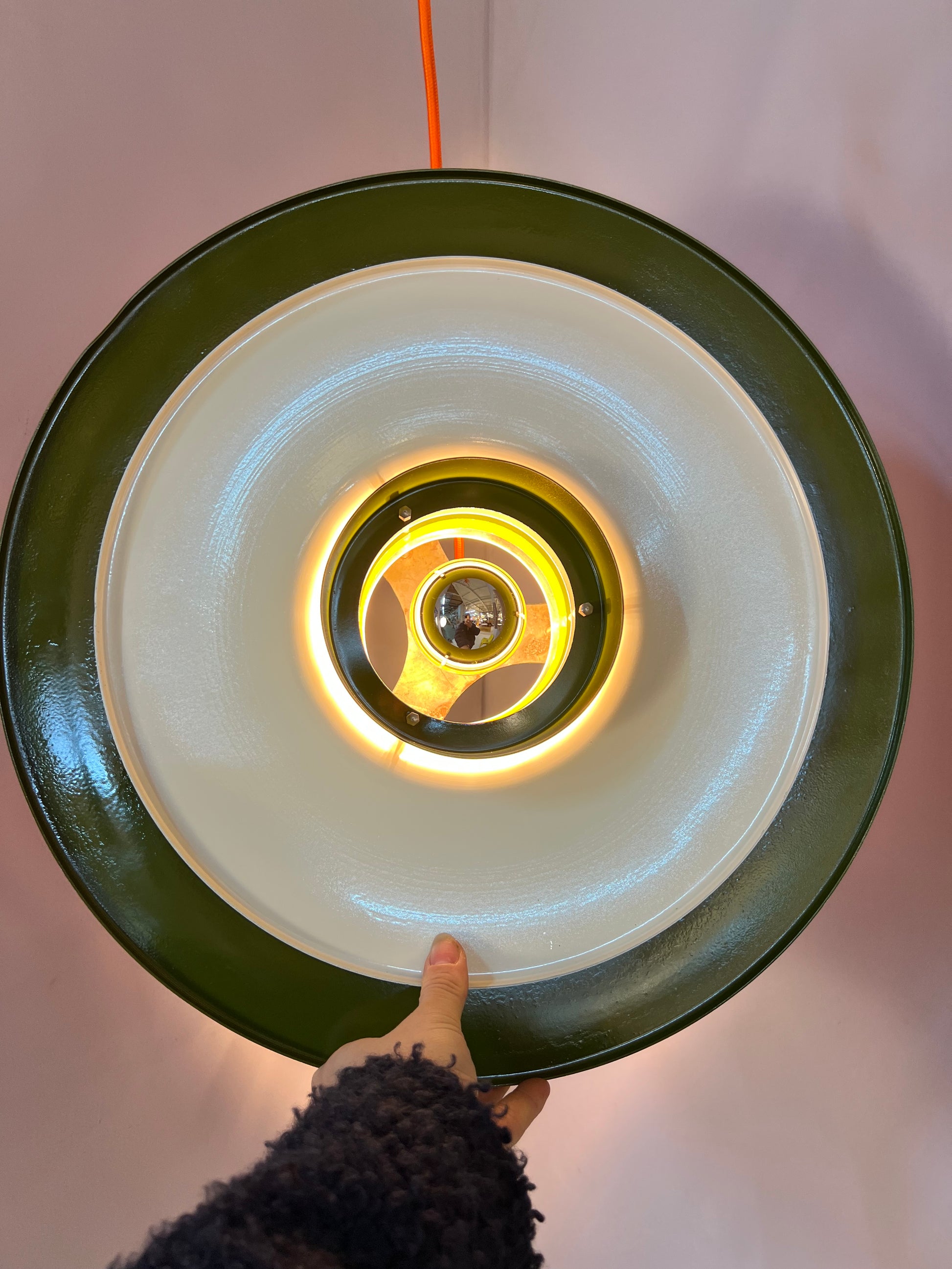 Lamellenlampe Trava grün orange von Carl Thore für Granhaga