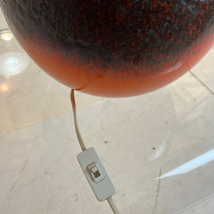 Tischlampe Fat Lava mit Naturseidenschirm orange braun Keramik von JASBA