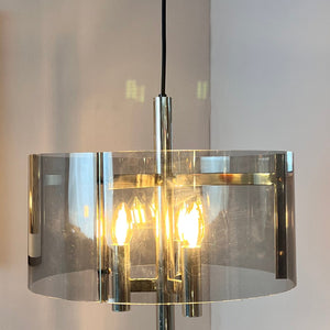 Hängelampe Chrom & Rauchacryl